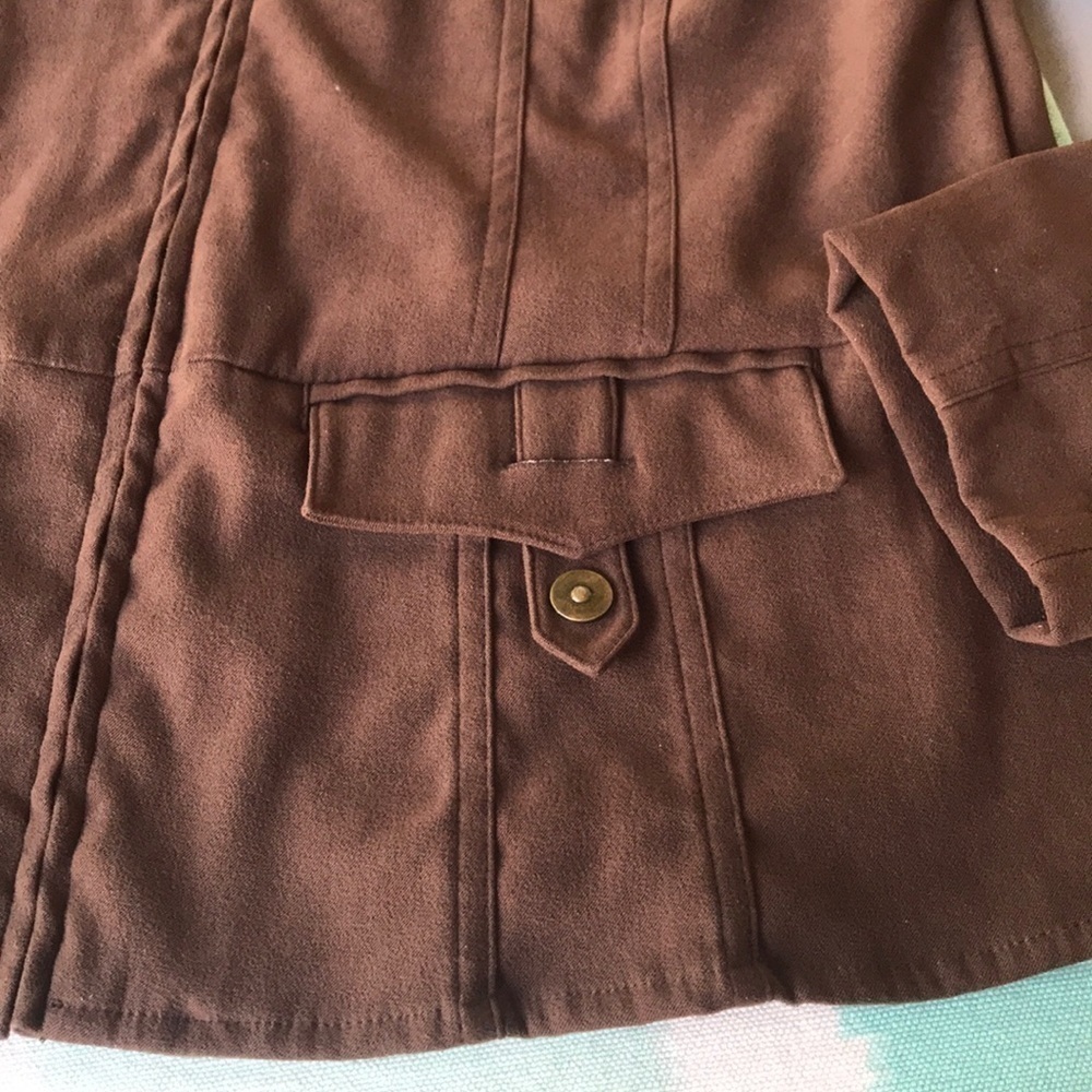 LA Blues Brown Faux Suede Zip Front Blazer Jacket Medium - Picture 3 of 7